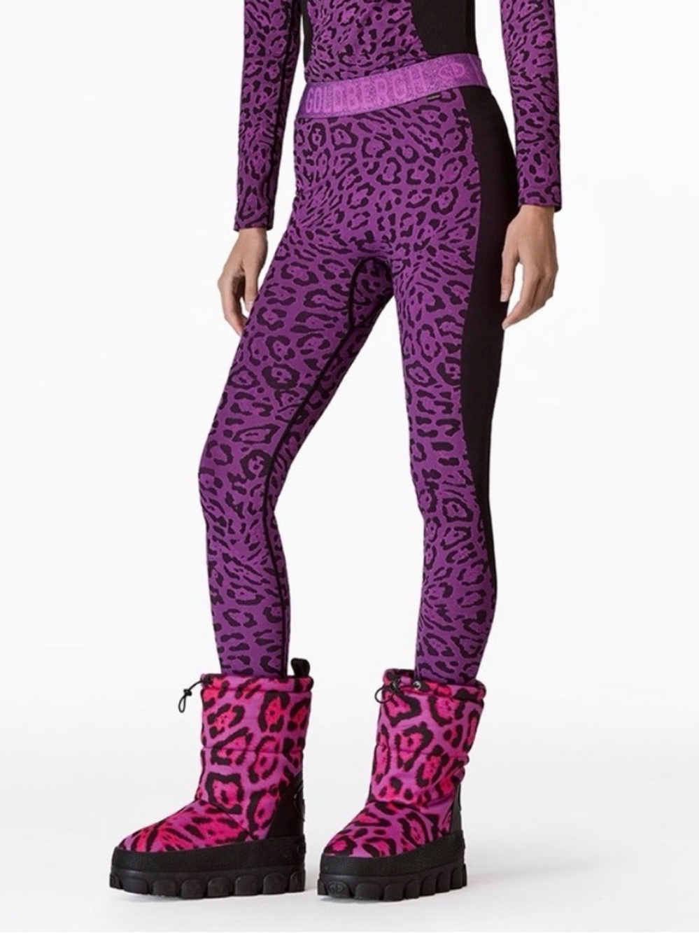 Goldbergh Caitlyn Print Ski Base Layer Thermal Leggings XS Purple Black NWT Ski
